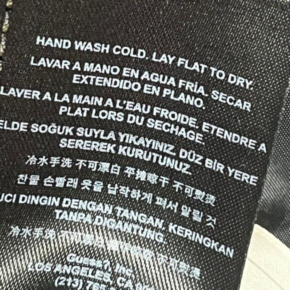 GUESS Black Puffer Bomber Jacket Men’s Size L Hooded Faux Leather Trim - Picture 5 of 14